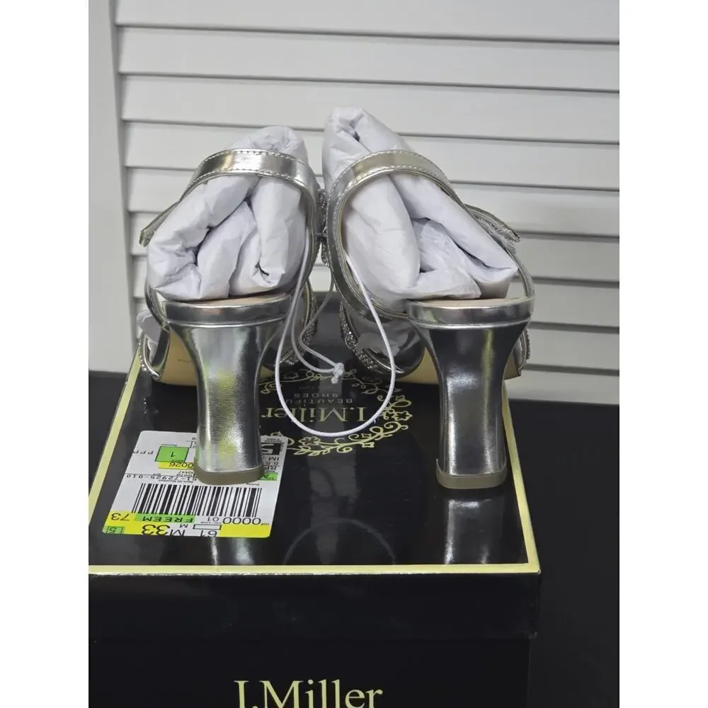 I. Miller Allaine Shoes Sparkling Silver Strappy Sandals Silver Size 5.5M NWB